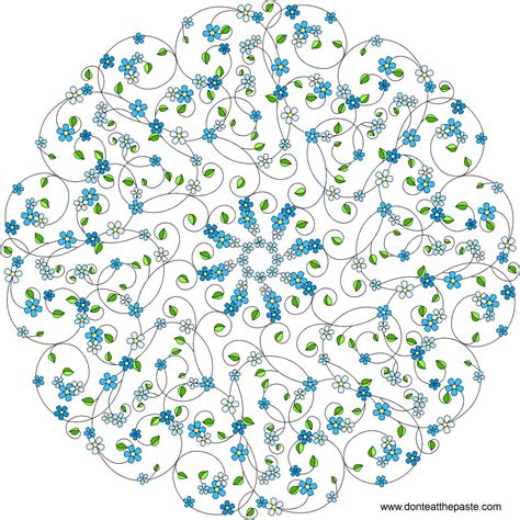 Free printable flower coloring pages for kids. Don't Eat the Paste: Forget-me-not mandala