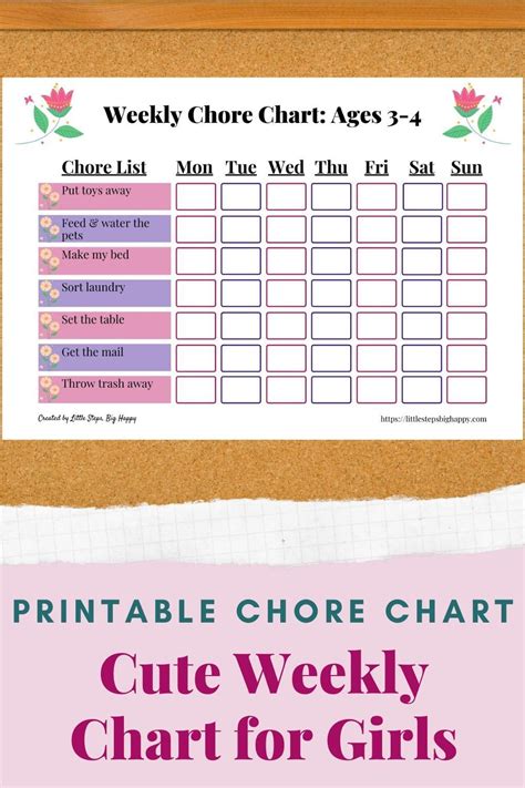 Weekly Chore Chart Ages 3 4 Chore Chart For Kids Printable Etsy In