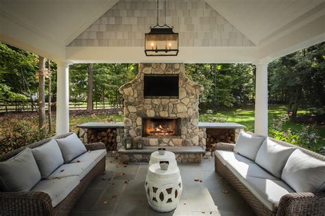 Covered Patio With Fireplace And Tv Patio Ideas