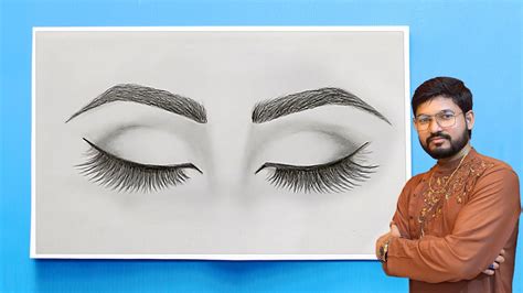 Eye Drawing How To Draw Closed Eye For Beginners With Eyebrows Step