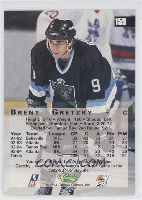1994 Classic 4 Sport Base 159 Brent Gretzky
