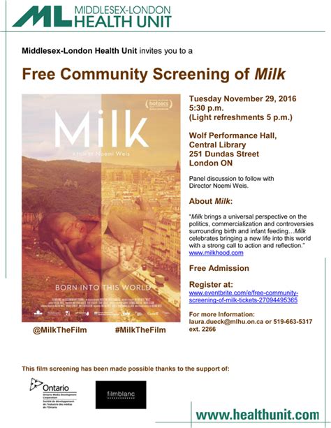 free community screening of ‘milk — middlesex london health unit