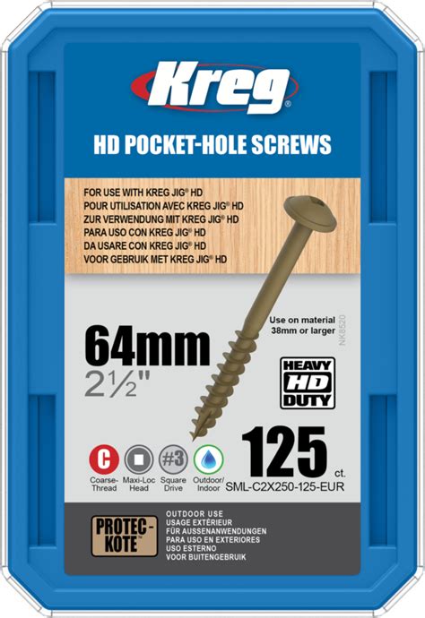 Kreg Hd Pocket Hole Screws 64mm 14 Coarse Washer Head 125ct Buy