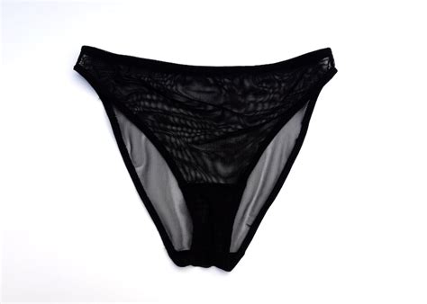 Sheer Mesh High Cut Panty Underwear Black Classic French Etsy