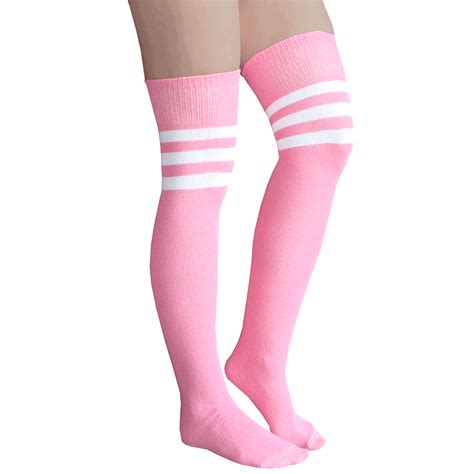 Pink And White Thigh High Socks Ibikini Cyou