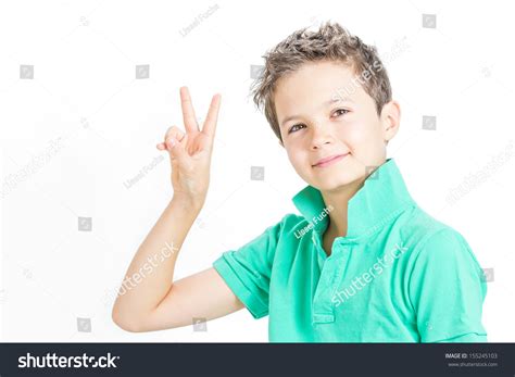 Teenage Boy Making Victory Sign His Stock Photo 155245103 Shutterstock