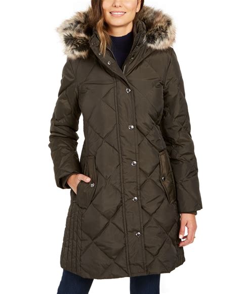 London Fog Hooded Faux Fur Trim Puffer Coat And Reviews Coats Women