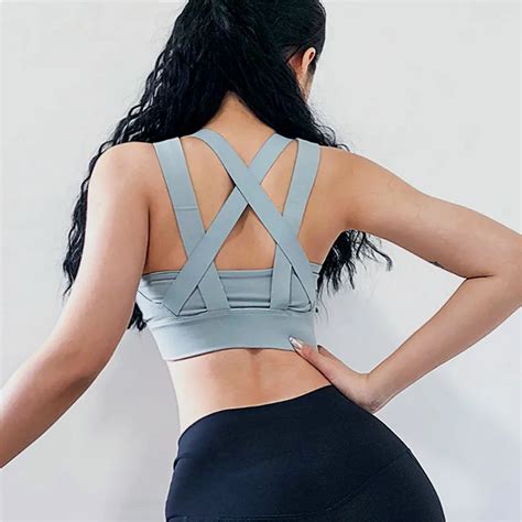 criss cross sports bras women fitness high impact yoga bra tops anti sagging running bra tank