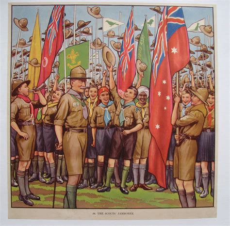 1930s British Baden Powell Boy Scout Jamboree Childrens Poster