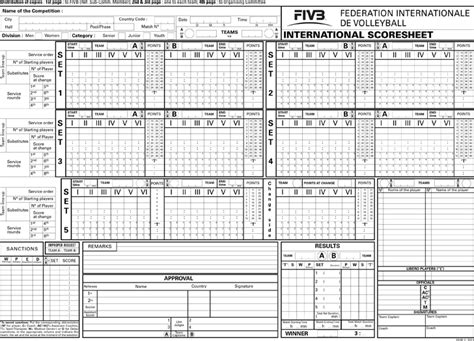 Free Official Volleyball Scoresheet Pdf 935kb 2 Pages