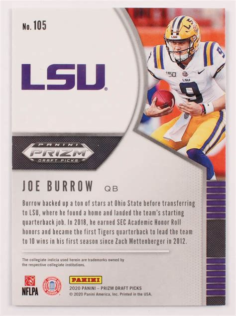 Joe Burrow 2020 Panini Prizm Draft Picks 105 Rc Pristine Auction