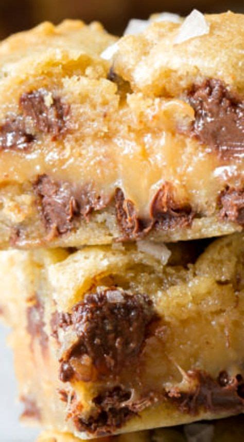 Salted Caramel Chocolate Chip Cookie Bars ~ Amazing Bars With Gooey