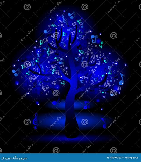 Glowing Tree With Music Notes Stock Vector Image 46994363