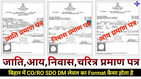 Bihar Ro Sdo Dm Level Caste Income Residence Or Character Certificate