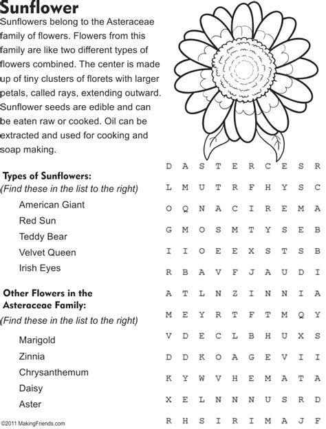 Alternatively, use as a writing frame. Flower Word Search | Sunflower - MakingFriendsMakingFriends
