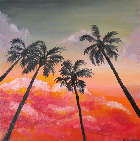 Sunset Palm Tree Island Theme Mandala Acrylic Painting Painting Acrylic