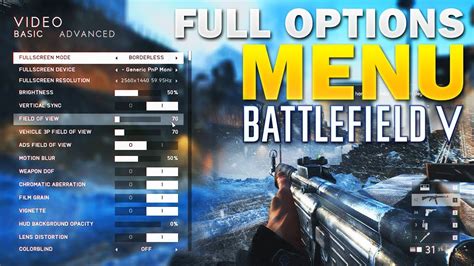 Battlefield 5 Full Options Menu On Pc Youtube