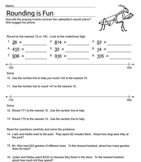 Rounding Numbers Word Problems Worksheets