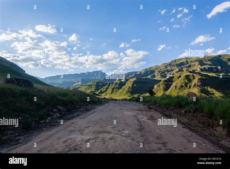 Dirt Road Rugged Route Through Scenic Rural Mountains Valley Pass To