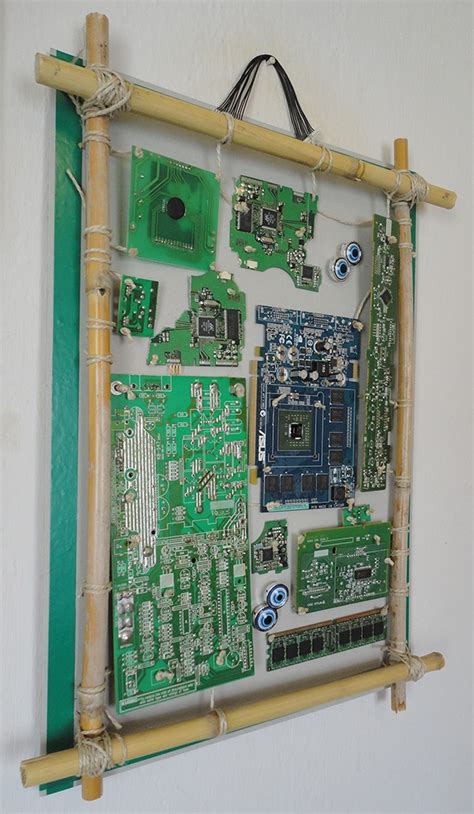 Recycled Circuit Board Art With Bamboo Frame Art Boards Circuit
