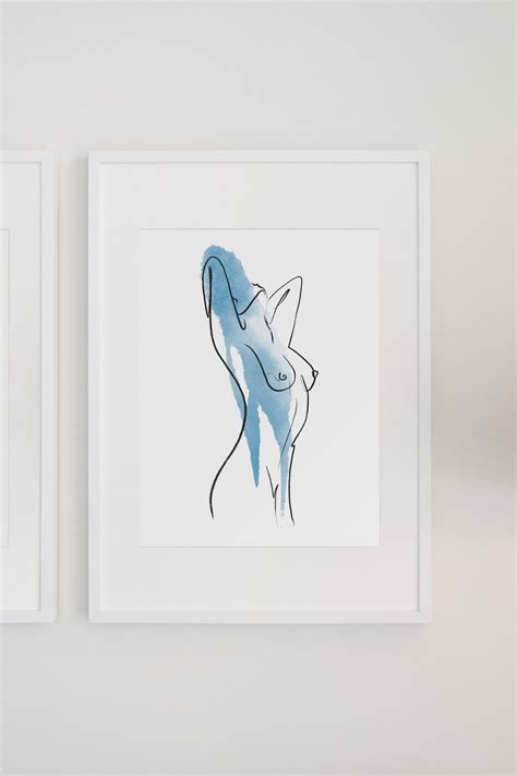 Nude Woman In Shower Line Art Print Bathroom Decor Bedroom Etsy Uk