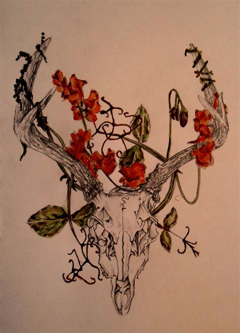 Hand drawn sketch human skull in wreath of flowers. Pin by Bay Sparkman on Things to draw | Pinterest