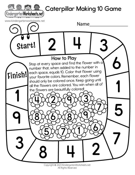 Free Printable Ways To Make 10 Worksheet For Kindergarten