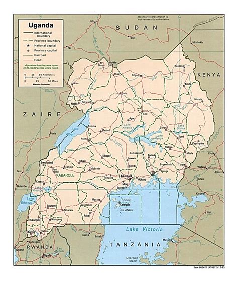 The republic of uganda is a country in east africa, bordered on the east by kenya, the north by sudan, on the west by the democratic republic of the congo, on the southwest by rwanda, and on the south by tanzania.the southern part of the country includes a substantial portion of lake victoria, within which it shares borders with kenya and tanzania. Detailed political and administrative map of Uganda with roads, railroads and major cities ...