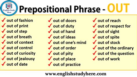 Prepositional Phrases Out English Study Here