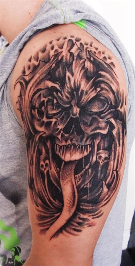 evil skull cover  tattoo  thirteens  deviantart