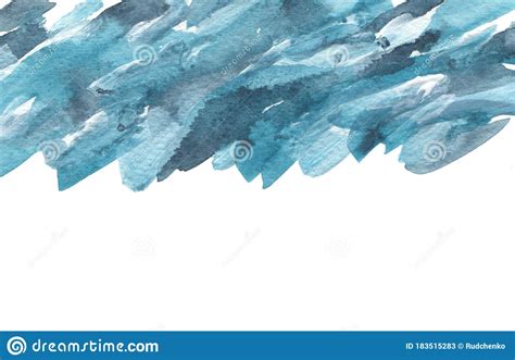 Abstract Blue Watercolor Brush Stroke Painted Background Texture Paper