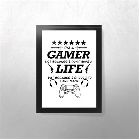 Gamer Print Gaming Poster Funny Gamers Room Wall Art Etsy