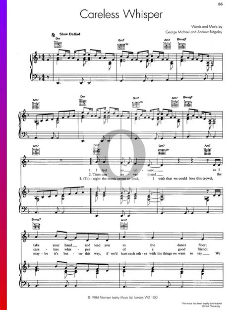 Careless Whisper Partitura George Michael Piano Voz Guitarra OKTAV