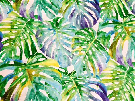 Tropical Palm Leaves Fabric Leaf Print Cotton Material Home Decor