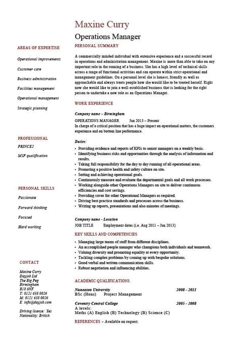 Operations Manager Resume Word Format Free Download Operations