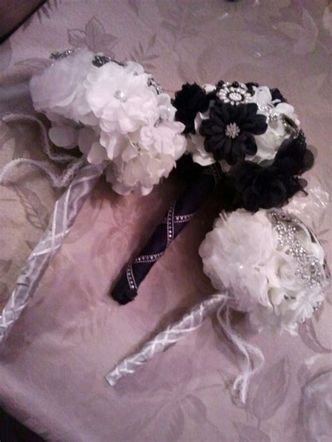 Brooch Bouquet Black White Silver Weddingbee Photo Gallery