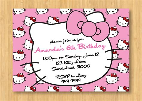 Hello Kitty Printable Birthday Invitations Template Free Invitation