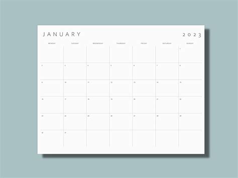 2023 Calendar Printable 2023 Monthly Planner Minimalist Calendar