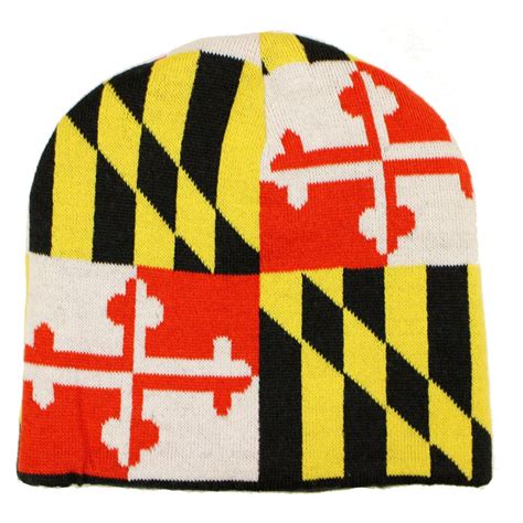 Maryland Flag And Full Flag Crab Reversible Knit Beanie Cap Route One