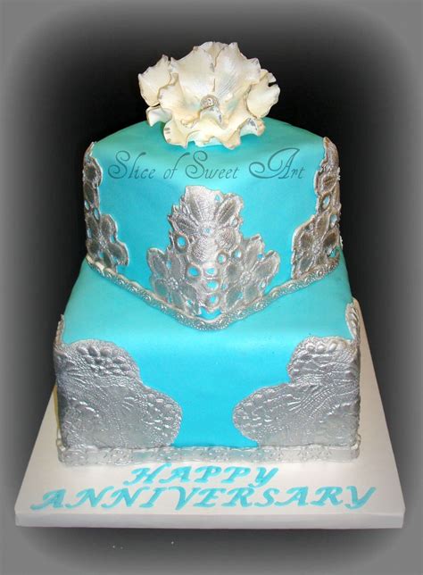 25th wedding anniversary gift ideas to help celebrate that special 25th anniversary milestone. Tiffany Blue, Peony And Lace Anniversary - CakeCentral.com
