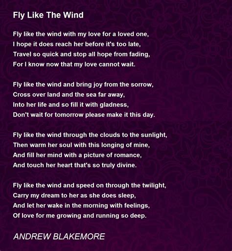 Fly Like The Wind Poem By Andrew Blakemore Poem Hunter