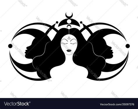 Wiccan Woman Triple Goddess Symbol Moon Phases Vector Image