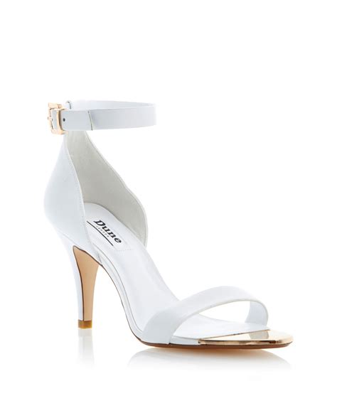Dune Hunnie Leather Ankle Strap Heeled Sandals In White Lyst