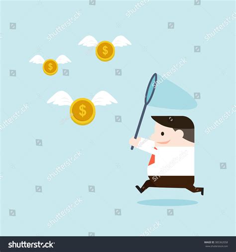 Illustration Businessman Try Catch Money Vector Stock Vector Royalty