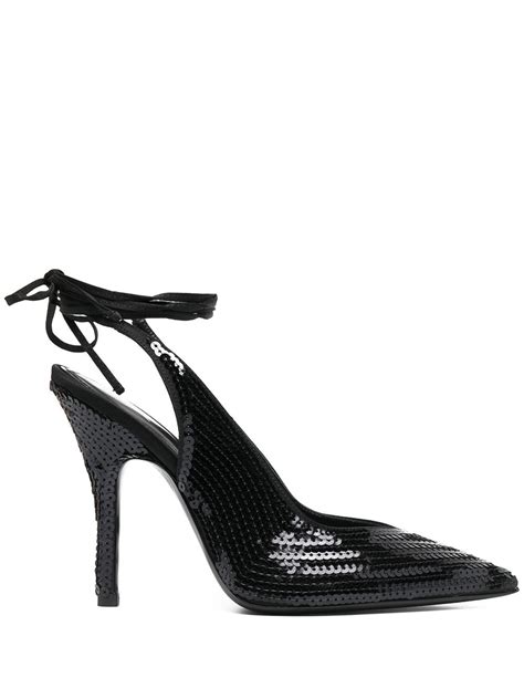 the attico sequinned lace up pumps farfetch