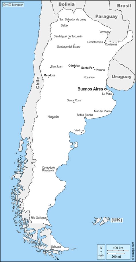 Mapa Mudo De Argentina Con Division Politica
