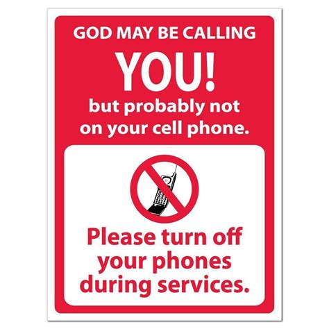 God May Be Calling You No Cell Phones Sign Or Sticker 10 No Cell