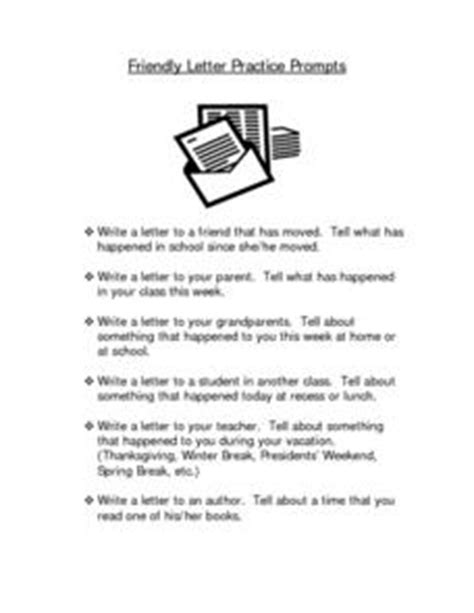 Reference topics that are relevant to your friend. Friendly Letter Practice Prompts Writing Prompt for 2nd ...