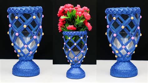 How To Make Flower Vase At Home Plastic Bottle Flower Vase Making