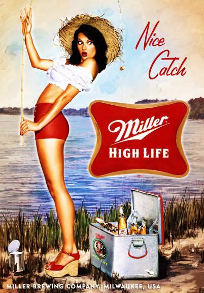 Sexy Girl Nice Catch Miller High Life Beer Fridge Tool Box